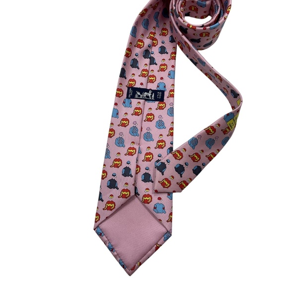 HERMÈS 5151 PA Rare Pink RACING COLORS OF THE CHAMPION Silk LUXURY Tie FRANCE - Picture 2 of 5
